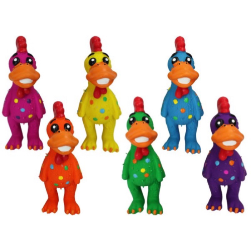 美國Multipet Globkens 彩色圓點公雞 寵物乳膠啾啾玩具