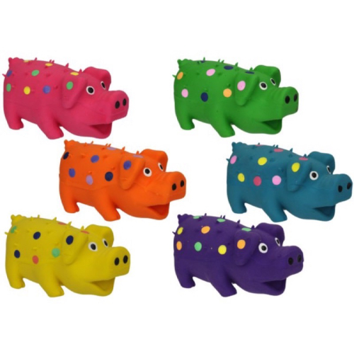 美國Multipet Globlets 彩色圓點小豬 寵物乳膠啾啾玩具