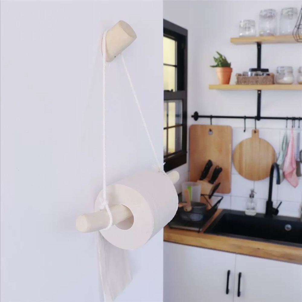 NEW!｜現貨｜防水原木廚房紙巾架【全新】-細節圖3