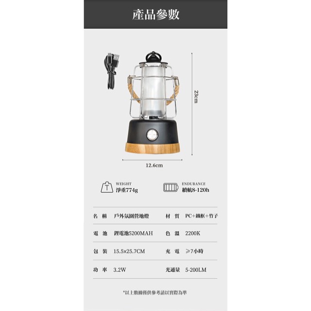 NEW!｜現貨｜『KingCamp』戶外手提麻繩露營燈【全新】-細節圖9