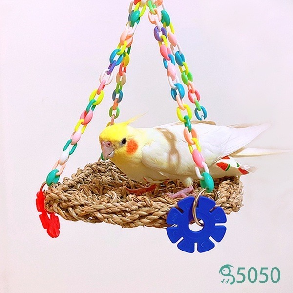 【鸚鵡玩國】鸚鵡玩具 鸚鵡鞦韆 草編鞦韆 啃咬玩具 鳥籠配件 鳥玩具 鸚鵡用品 適合中小型鸚鵡-細節圖2