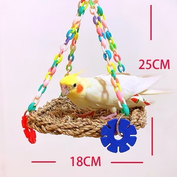 【鸚鵡玩國】鸚鵡玩具 鸚鵡鞦韆 草編鞦韆 啃咬玩具 鳥籠配件 鳥玩具 鸚鵡用品 適合中小型鸚鵡-規格圖10