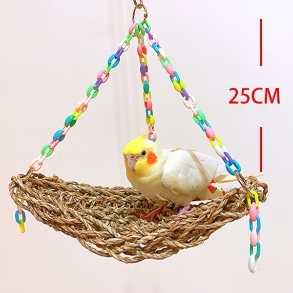 【鸚鵡玩國】鸚鵡玩具 鸚鵡鞦韆 草編鞦韆 啃咬玩具 鳥籠配件 鳥玩具 鸚鵡用品 適合中小型鸚鵡-規格圖10