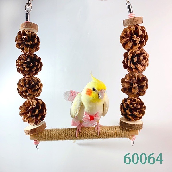 【鸚鵡玩國】鸚鵡 松果 鞦韆 台灣製 松塔串 松果玩具 天然鸚鵡玩具 鳥玩具 鸚鵡啃咬串 果實玩具 鸚鵡用品-細節圖2