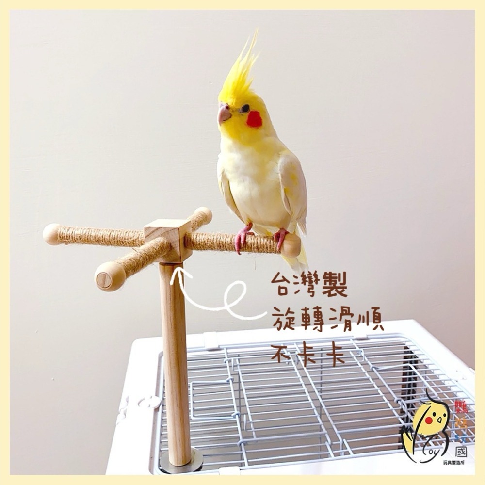 【鸚鵡玩國】鸚鵡旋轉站棍 台灣製 旋轉風車 麻繩 站棍 松木站架 遊戲站棍 籠內籠上玩具 適合虎皮小鸚太平洋等小型鸚鵡-細節圖4