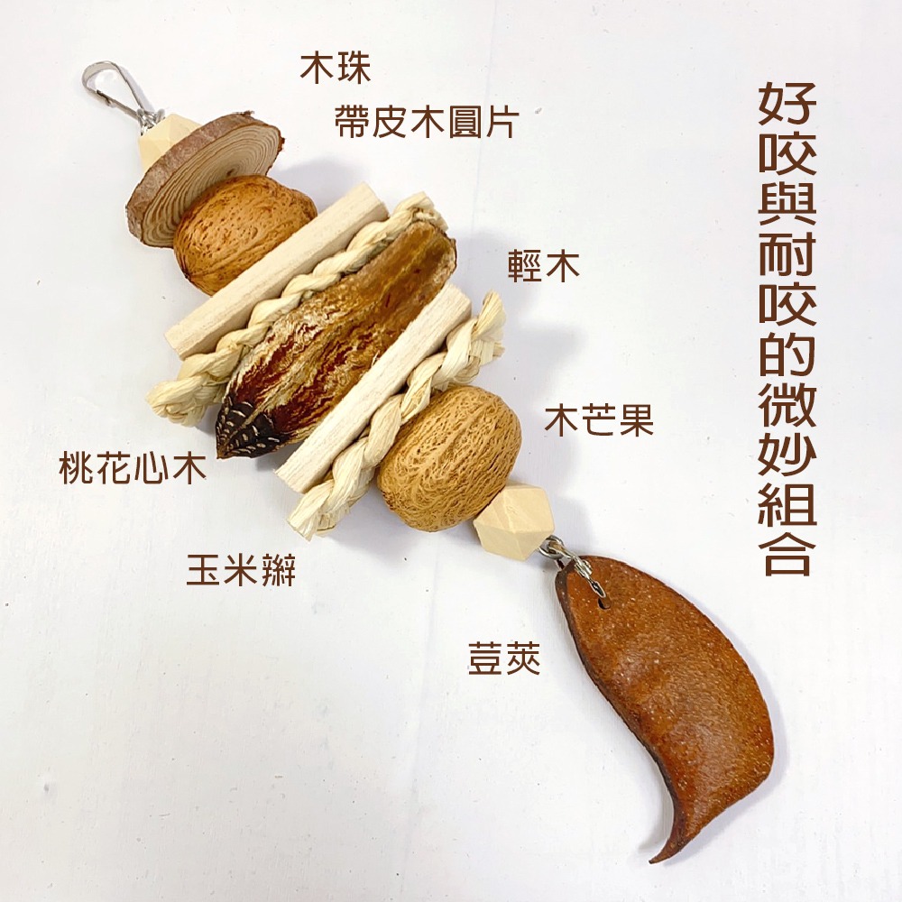 鸚鵡玩具 台灣製 鸚鵡啃咬串 鳥玩具 鸚鵡用品 果實玩具 天然玩具串 適合中型鸚鵡 鸚鵡玩國-細節圖3