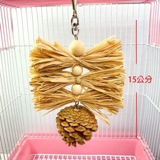 【鸚鵡玩國】鸚鵡 玩具 台灣製 拉菲草啃咬  鸚鵡用品 鳥玩具 天然啃咬串  虎皮 和尚 小鸚 玄鳳 凱克等小中型鸚鵡-細節圖3