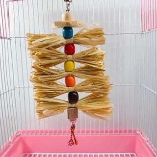 【鸚鵡玩國】拉菲草玩具 鸚鵡 玩具 鸚鵡啃咬 鸚鵡 用品 天然 草編 玩具 鳥玩具 懸掛玩具 拉菲草啃咬 天然啃咬-細節圖5