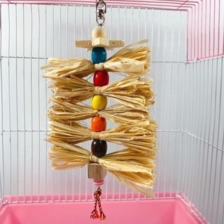 【鸚鵡玩國】拉菲草玩具 鸚鵡 玩具 鸚鵡啃咬 鸚鵡 用品 天然 草編 玩具 鳥玩具 懸掛玩具 拉菲草啃咬 天然啃咬-細節圖6