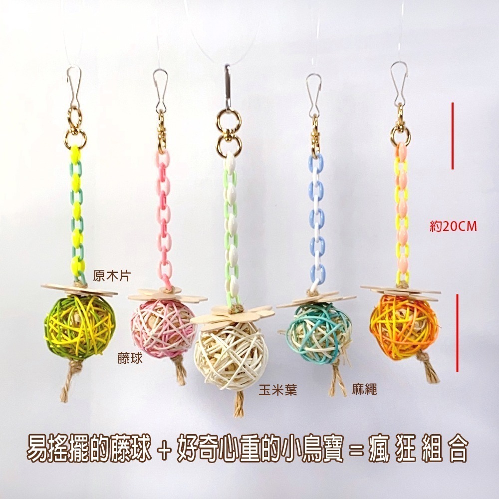 【鸚鵡玩國】小鸚鵡玩具 台灣製 鳥用品 鳥玩具 鸚鵡啃咬串 藤球玩具 橫斑 虎皮 太平洋 牡丹 愛情鳥 玄鳳-細節圖4