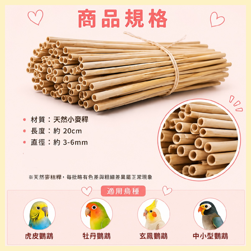 【鸚鵡玩國】鸚鵡玩具｜天然啃咬小麥稈｜啃咬舒壓｜鳥玩具｜小中型鸚鵡玩具｜天然啃咬玩具｜小麥秸稈｜虎皮 和尚 凱克 小鸚-細節圖3