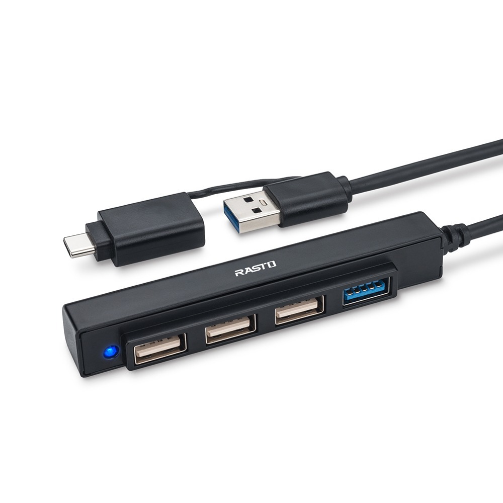 RASTO RH11 長線型USB 3.2 Hub 4孔集線器1M+Type C雙接頭-細節圖2