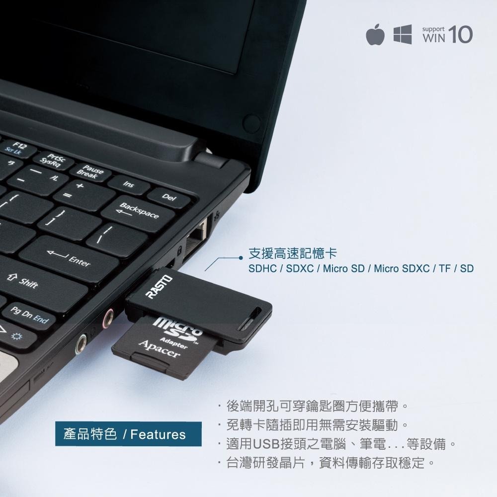 RASTO RT7 隨身型 USB 雙槽讀卡機-細節圖4