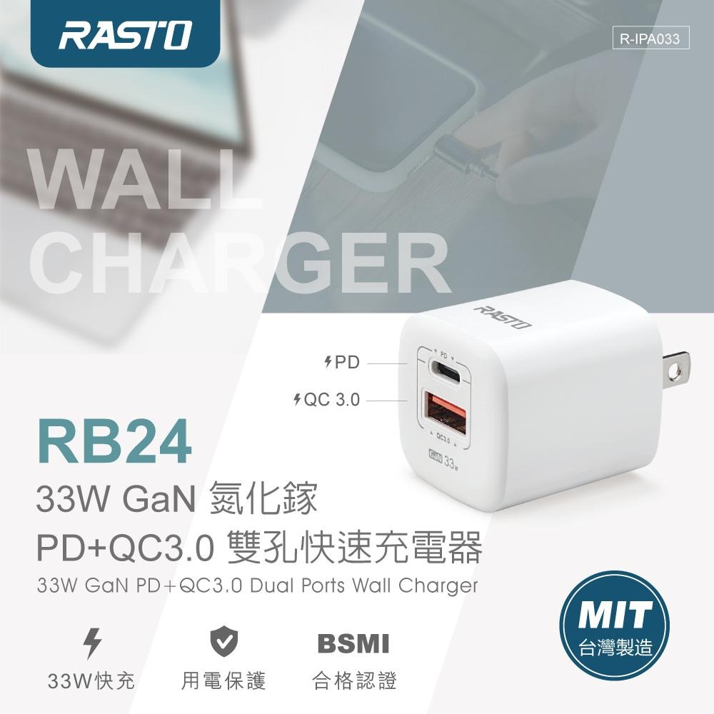 RASTO RB24 33W GaN氮化鎵 PD+QC3.0雙孔快速充電器-細節圖3