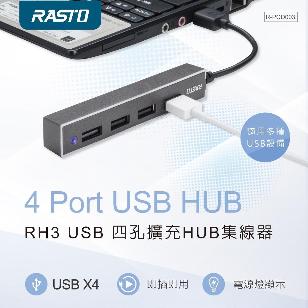 RASTO RH3 USB 四孔擴充HUB集線器-細節圖3