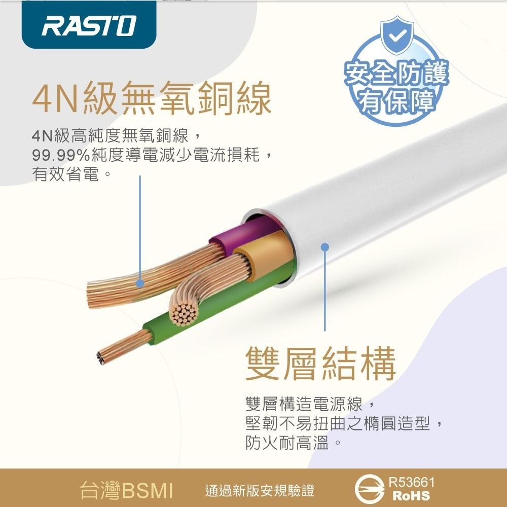 RASTO FE6 七開六插三孔延長線 ( MIT)-   1.8M-細節圖7