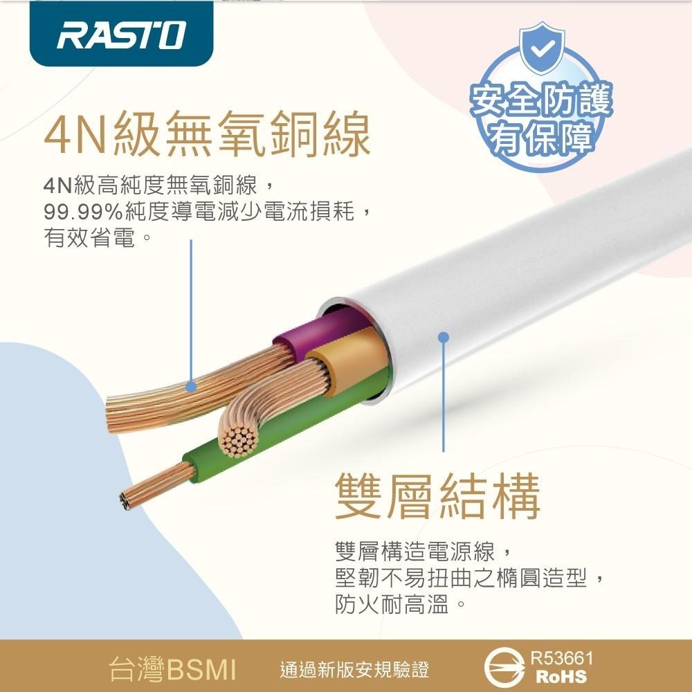 RASTO FE4 四開三插三孔延長線(MIT)-  1.8M-細節圖7