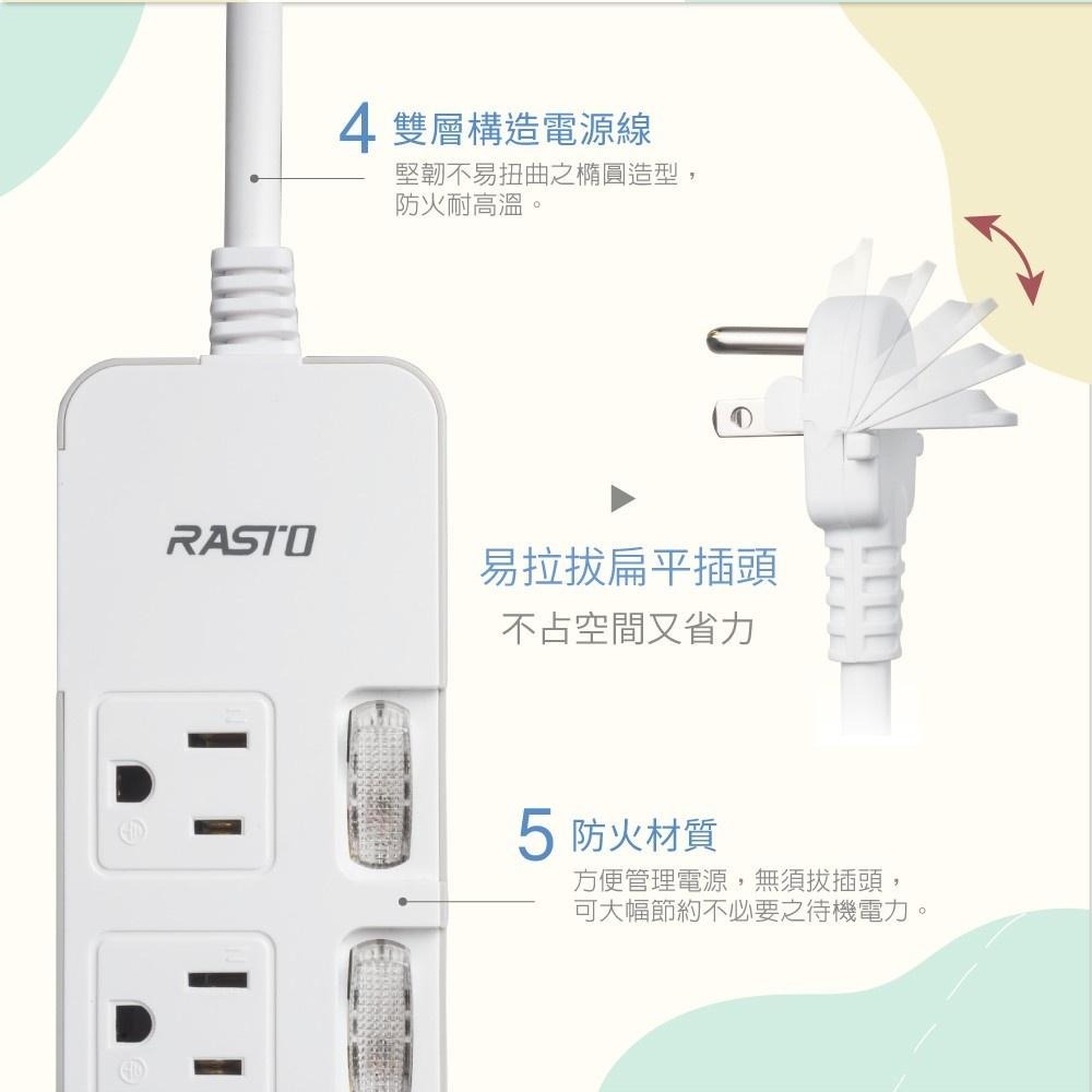 RASTO FE5 五開四插三孔延長線(MIT)- 1.8M-細節圖6