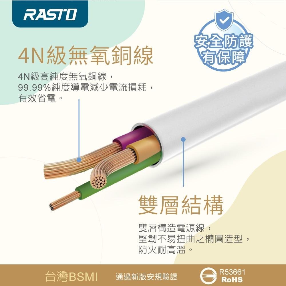 RASTO FE5 五開四插三孔延長線(MIT)- 1.8M-細節圖7