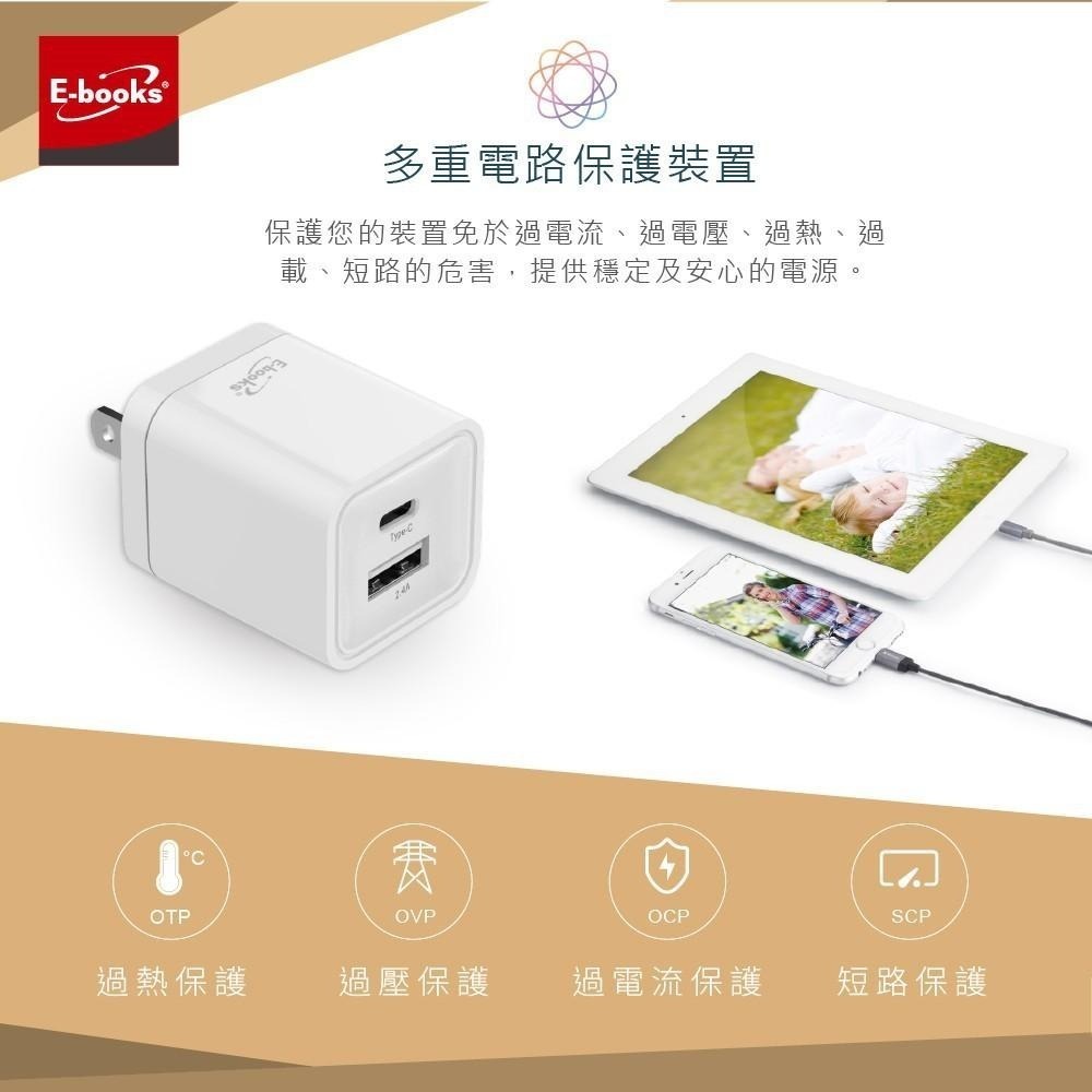 E-books B59 智能 12W Type C+USB 雙孔快速充電器-細節圖5