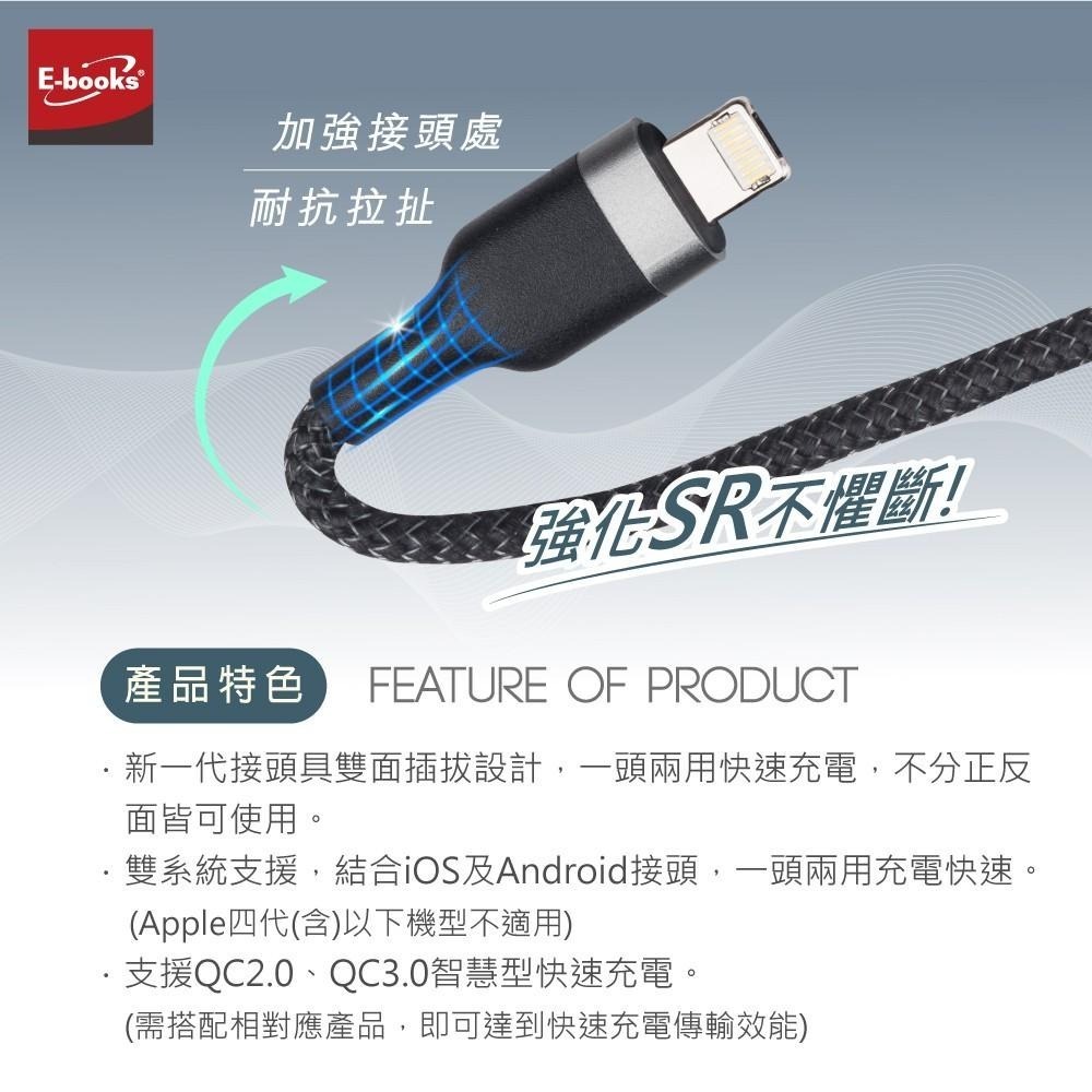 E-books X77 新型智慧雙系統QC 3.0 快充傳輸線1.5M-細節圖5