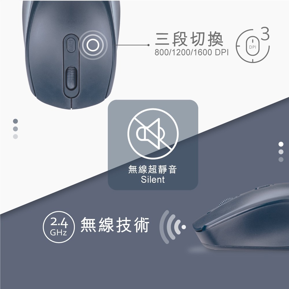 E-books M74 四鍵式Type C+USB雙介面靜音無線滑鼠-細節圖4