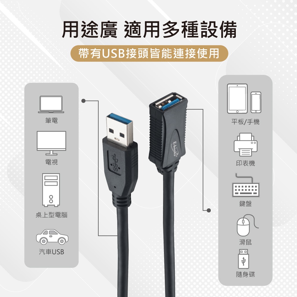 E-books XA31 USB 3.2 公對母轉接延長線-2M-細節圖6