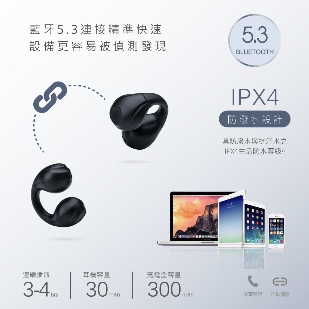 RASTO RS60 耳夾式氣傳導電量顯示真無線藍牙5.3耳機-細節圖4