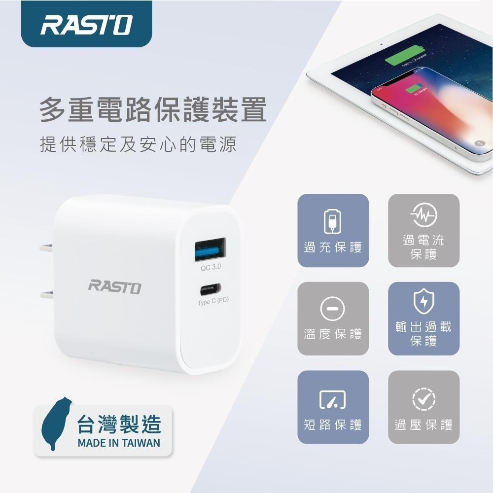 【台灣製造】RASTO RB30 20W 智能PD+QC3.0雙孔快速充電器-細節圖4