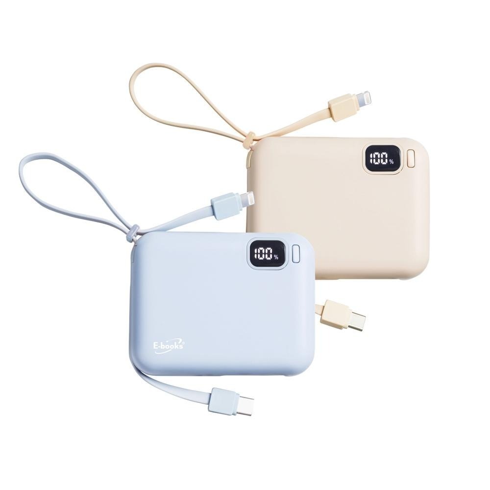 E-Books B100【台灣製造】自帶雙線LED數顯20W快充版行動電源-細節圖2
