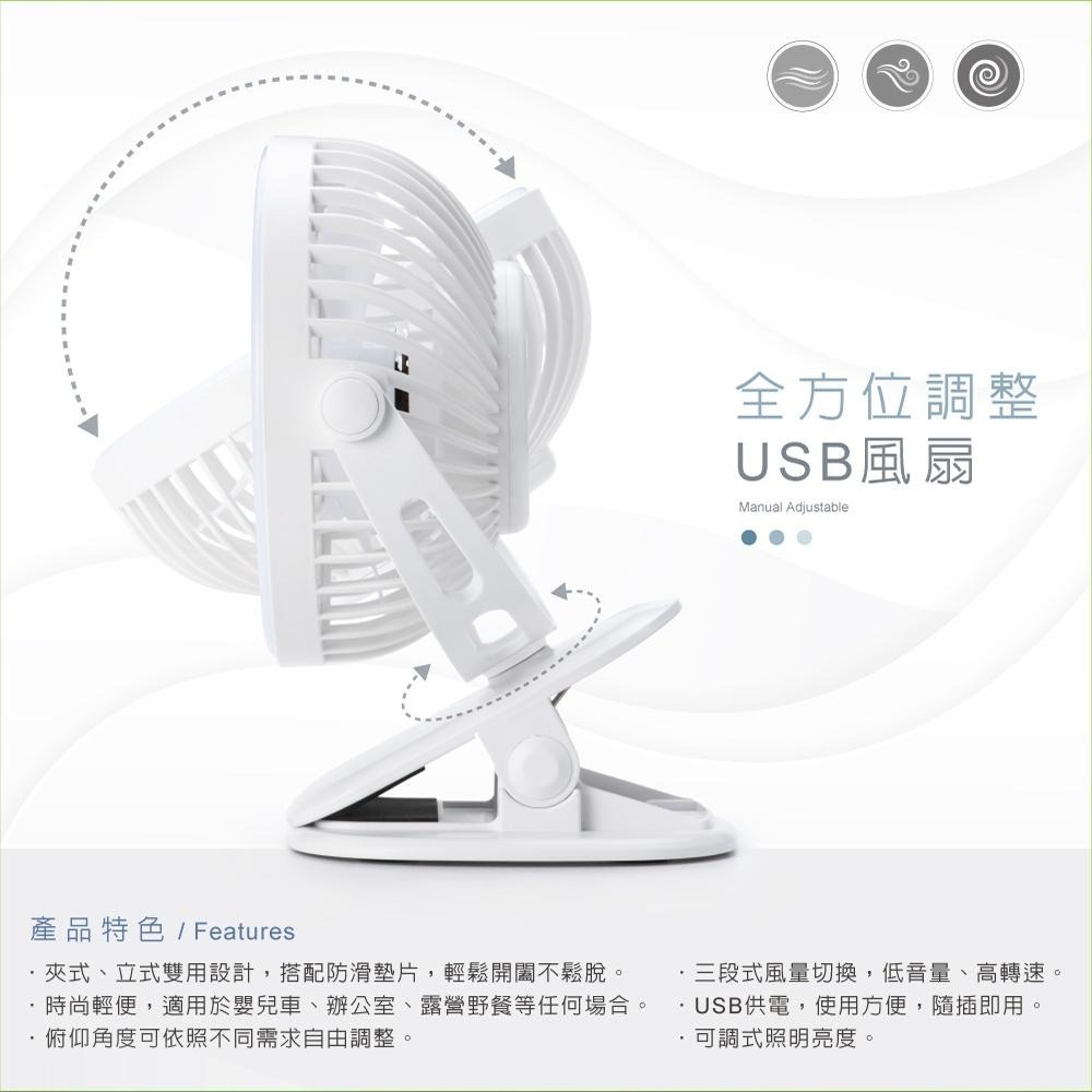 RASTO RK17 無極調光三段風速360度翻轉夾式風扇-細節圖3