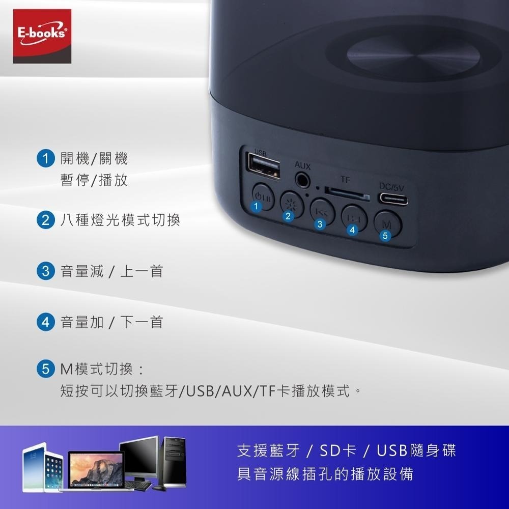 E-books D55 真空透視高音質呼吸燈藍牙5.3喇叭-細節圖8
