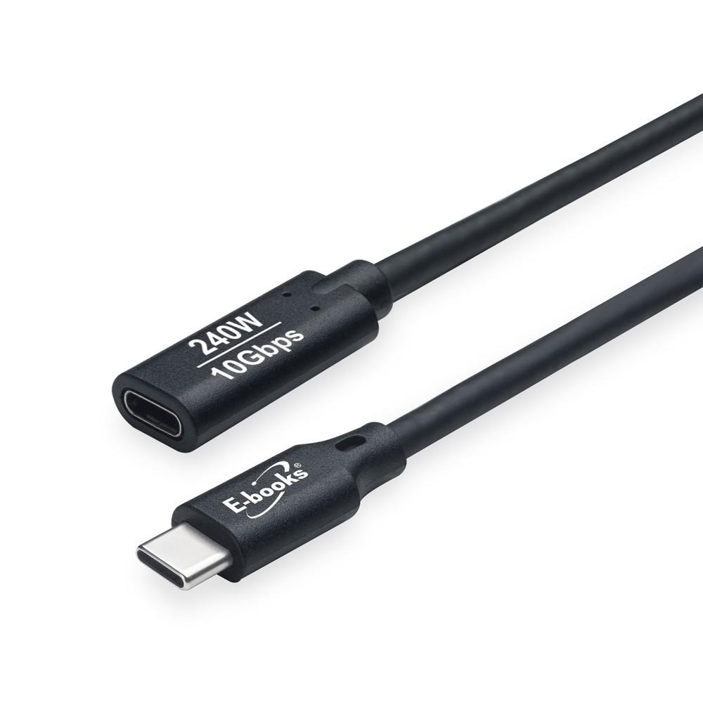 E-books XA57 240W Type C 高速10Gbps公對母充電傳輸延長線-1M-細節圖2