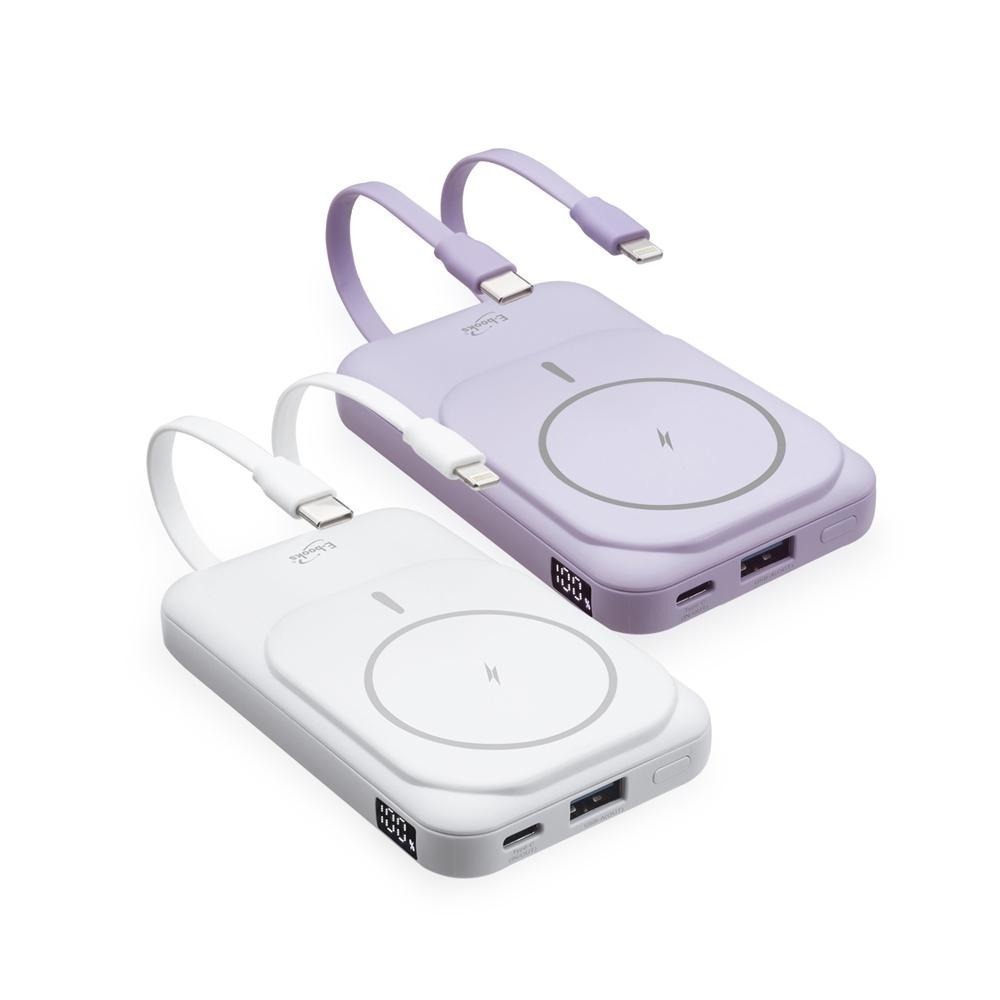 E-Books B101【台灣製造】磁吸自帶雙線五輸出無線充電快充行動電源-細節圖2