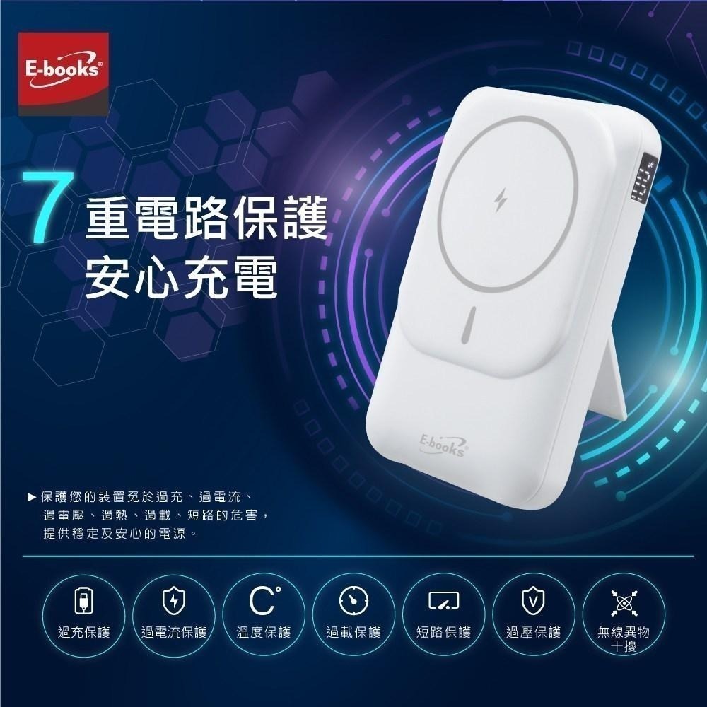 E-Books B101【台灣製造】磁吸自帶雙線五輸出無線充電快充行動電源-細節圖9