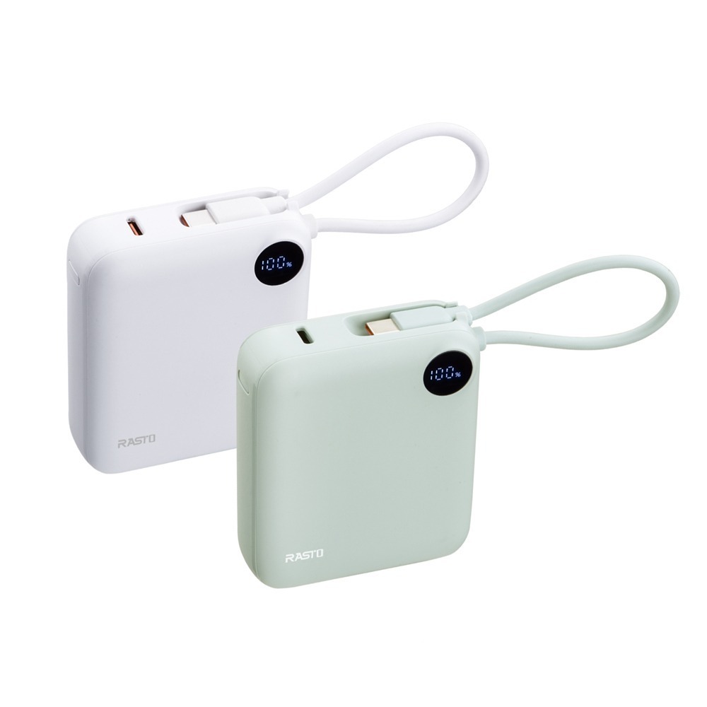 RASTO RB55 【台灣製造】10000mAh數顯自帶線二輸出雙向快充行動電源-細節圖2