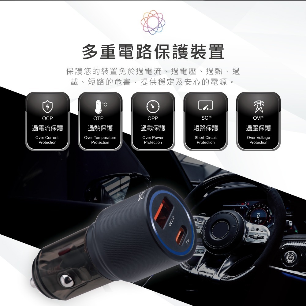 E-books B103 車用30W PD+QC3.0+60W C to C 快充傳輸充電組-細節圖6