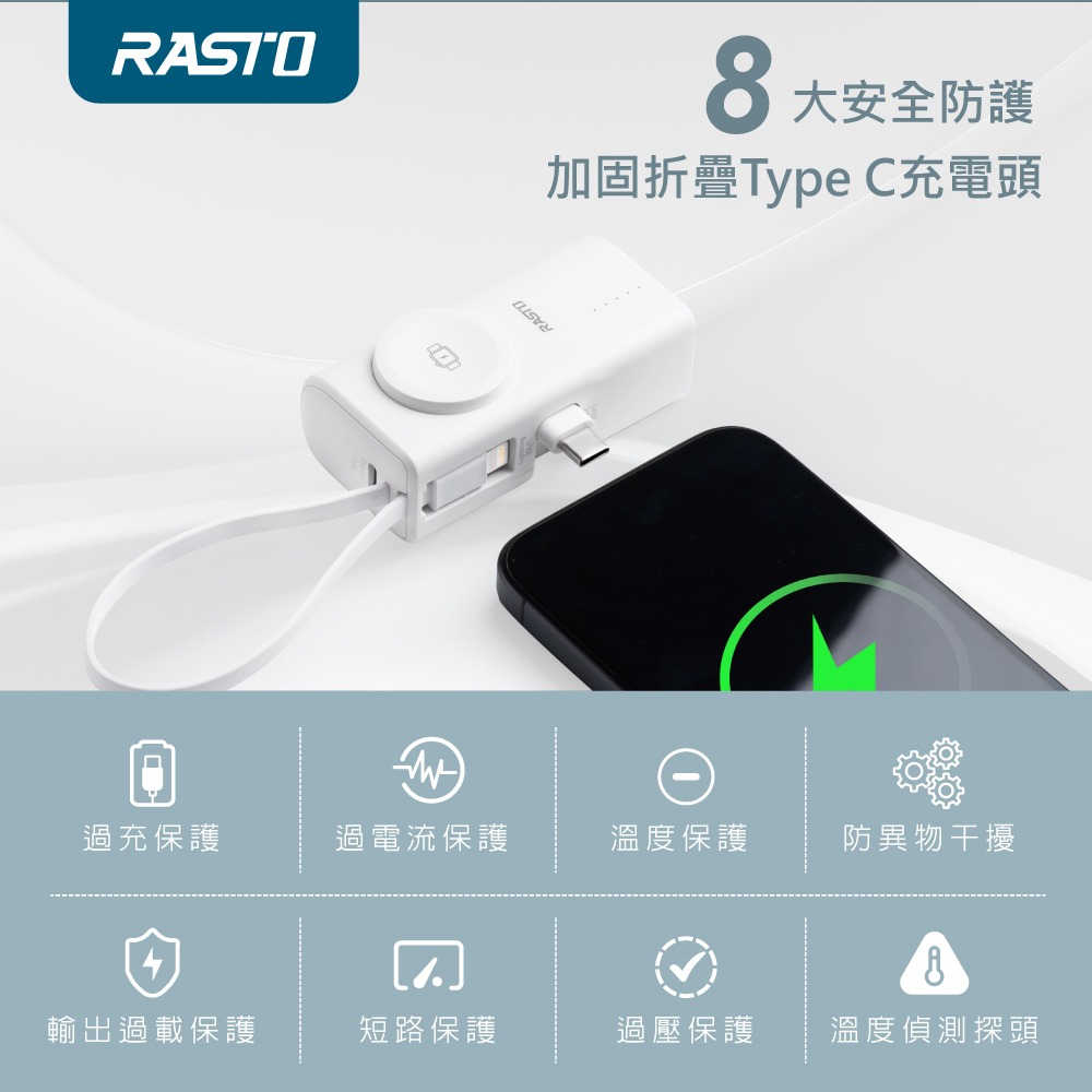 RASTO RB56 【台灣製造】20W快充四合一蘋果手錶雙介面口袋行動電源-細節圖8