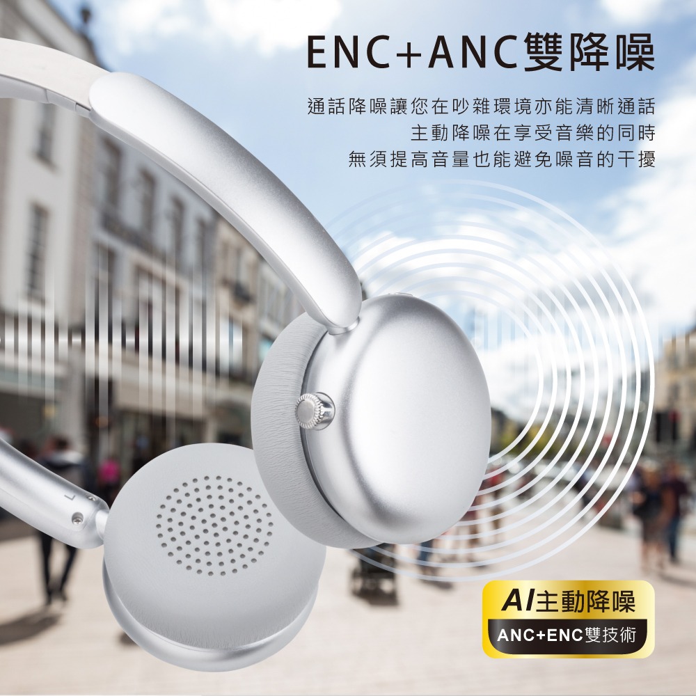 E-books SS68 AI智慧聲學降噪ANC+ENC藍牙6.0頭戴耳機-細節圖5
