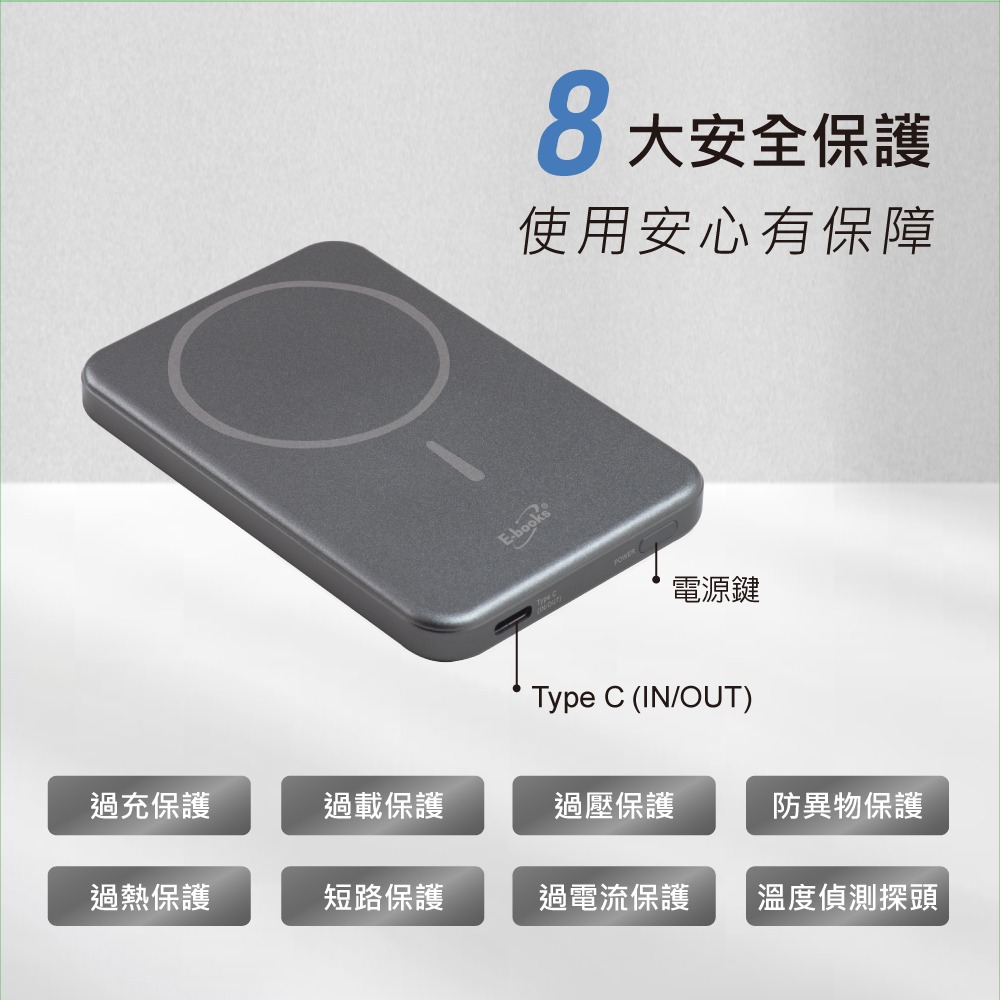 B123【台灣製造】石墨烯技術超薄鋁製磁吸數顯5000mAh行動電源-細節圖6