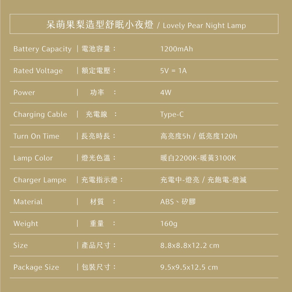 呆萌果梨造型 舒眠小夜燈-細節圖8