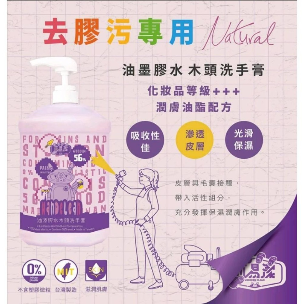 【木易潔】油漆洗手膏 1000ml- 天然 環保 護手配方 油性漆 矽利康 AB膠 塑膠油 環氧樹脂-細節圖4