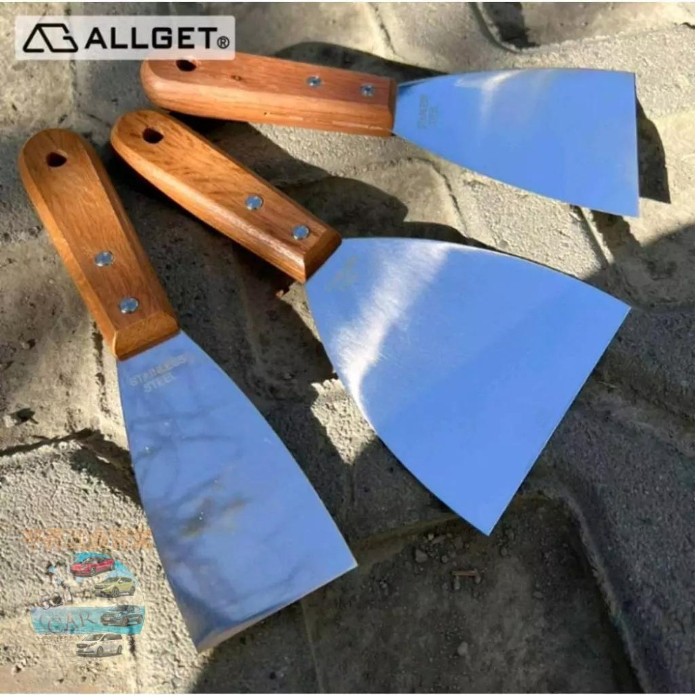 【ALLGET】木柄不鏽鋼油灰刀 刮刀 漆杯 補杯 漆刀 油灰刀 不鏽鋼刮刀 批土 補灰 木柄刮刀-細節圖6