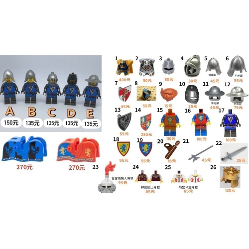 LEGO 樂高 城堡 獅國 鷹國 馬袍 馬 頭盔 盾牌 武器 人偶 10305