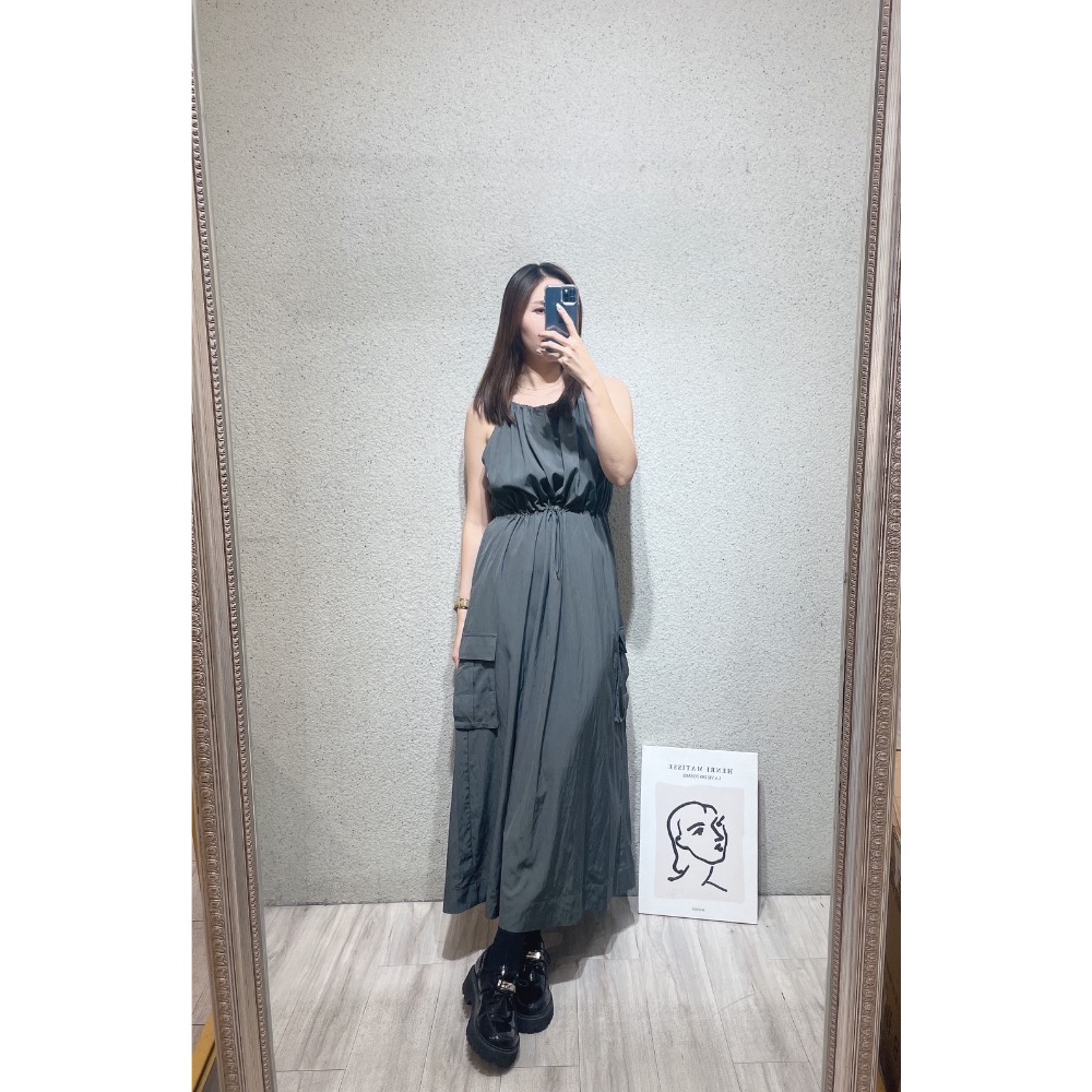 削肩工裝洋裝-細節圖4