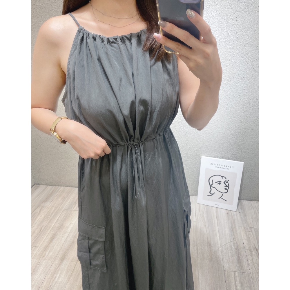 削肩工裝洋裝-細節圖5