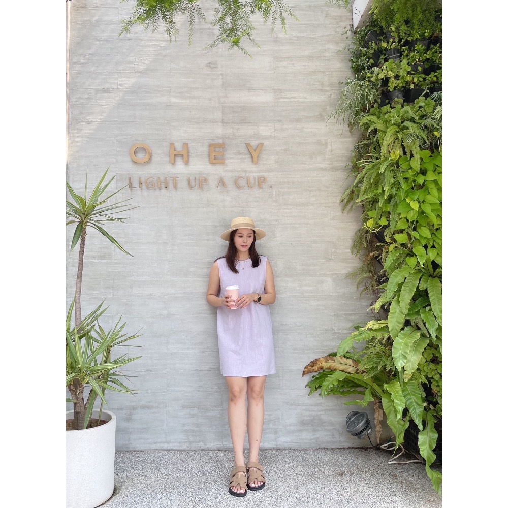 後綁帶亞麻背心洋裝-細節圖3