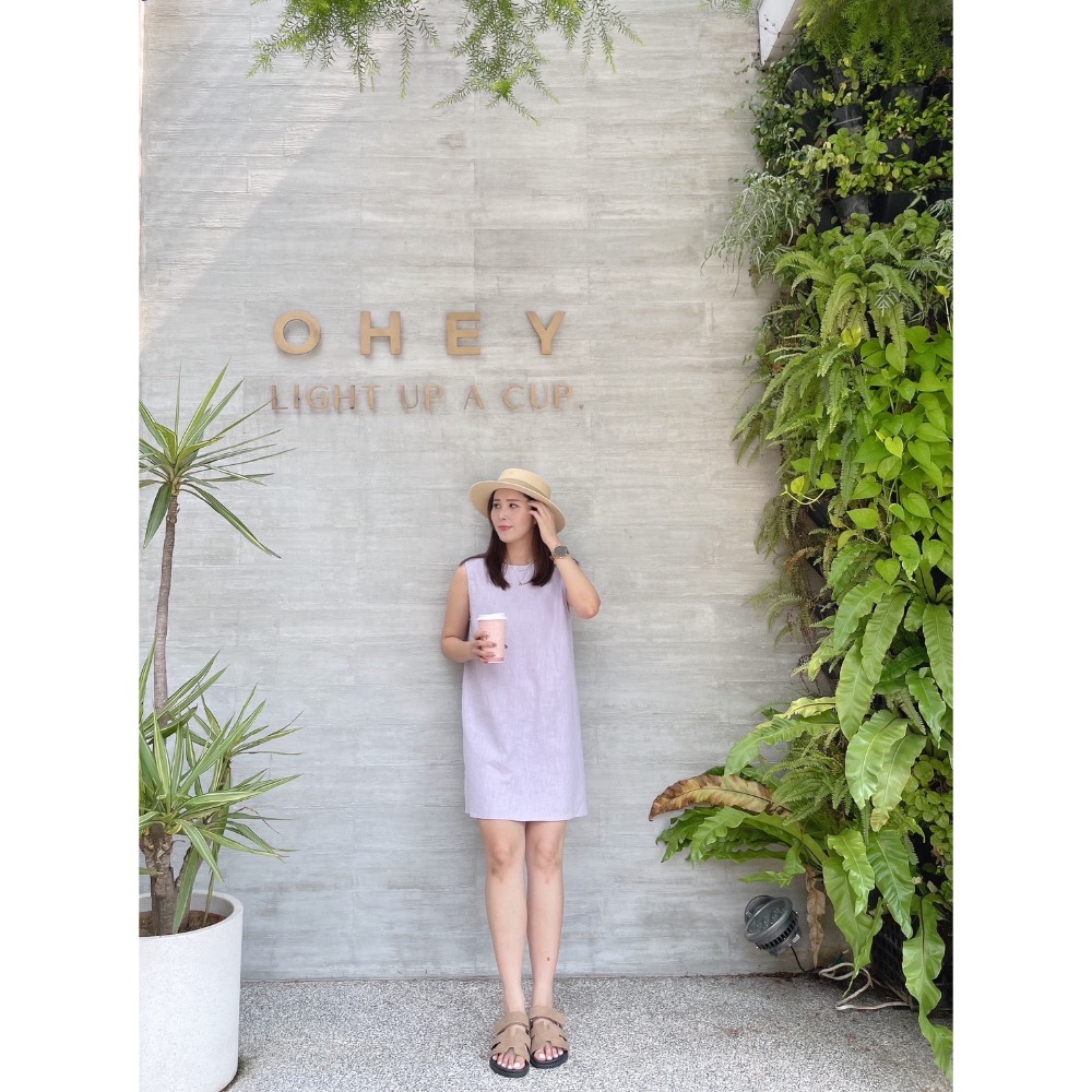 後綁帶亞麻背心洋裝-細節圖5