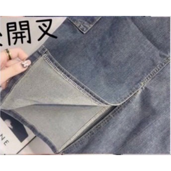 新款到貨囉～ 彈性牛仔工裝長裙 前釦後鬆緊腰頭 後開衩版 貨號：67398 尺寸：S-2L(圖上有尺寸表可參照-細節圖4