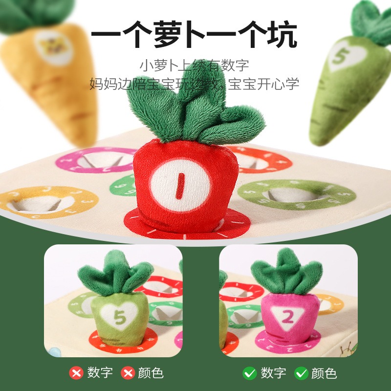 現貨《寶寶玩具】布製毛絨九孔拔蘿蔔玩具 ♥ 手部訓練 認知配對 商檢合格 ♥ 兒童 拔蘿蔔 親子早教 數字學習 玩具-細節圖2
